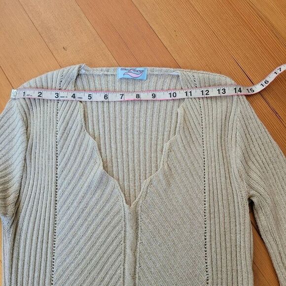 Vintage Y2K tunic sweater extra long sleeves beige medium boho lagom - Picture 6 of 13